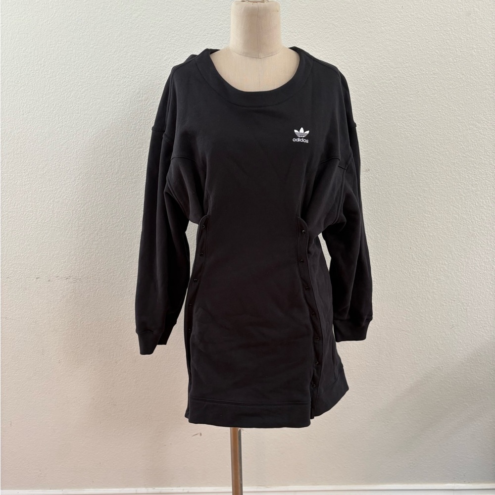 Adidas black sweatshirt snap dress size medium